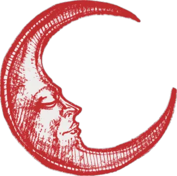 a drawing of a crescent with a man's face