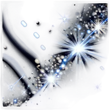 a white background with blue and silver stars