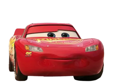a red car with the face of lightning mcqueen