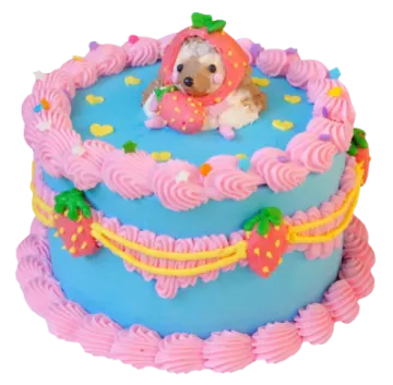 a birthday cake with a teddy bear on top