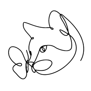a black and white drawing of a cat