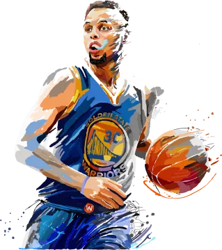 a painting of a basketball player with a ball