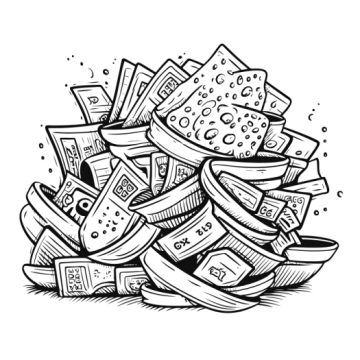 a pile of money in black and white