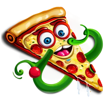 a slice of pizza with a funny face