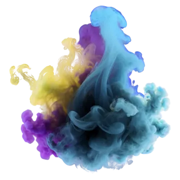 colored smoke on white background