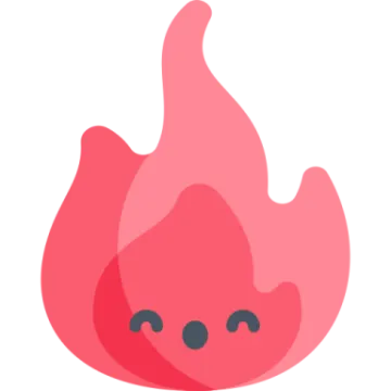 a pink fire on a white background