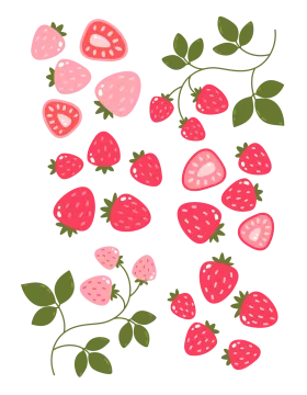 a bunch of strawberries on a white background