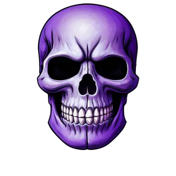 a purple skull on a white background