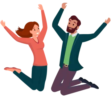 a man and woman jumping in the air
