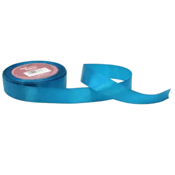 a blue satin ribbon on a white background