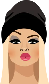 a woman with long hair wearing a black hat