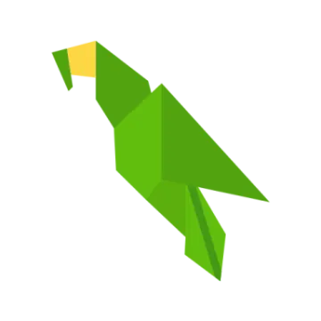 a green origa bird on a white background