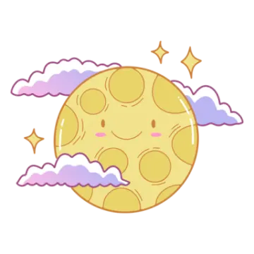 a cartoon moon with clouds in the background