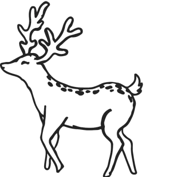 a black and white drawing of a deer