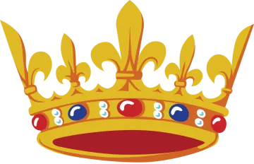 a crown with blue eyes and red lips