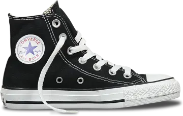 a pair of black converses on white background