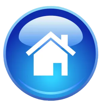a blue button with a house icon