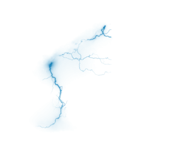 a blue and white lightning on a white background