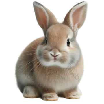 a small rabbit sitting on a white background