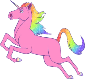 a pink unicorn with rainbows on its back