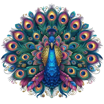 a peacock with colorful feathers