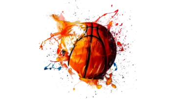 a basketball ball with paint splashs on it