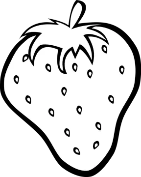 a black and white drawing of a strawberry
