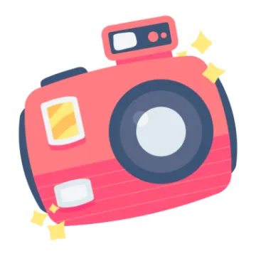 a pink camera with stars around it