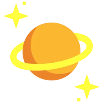 an orange planet with stars around it