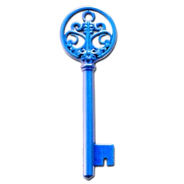 a blue key on a white background
