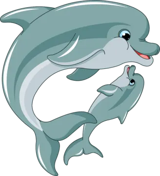 a dolphin and her baby