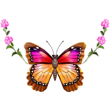 a butterfly with pink flowers on its wings