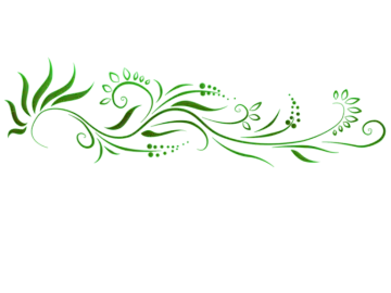 a green floral design on white background