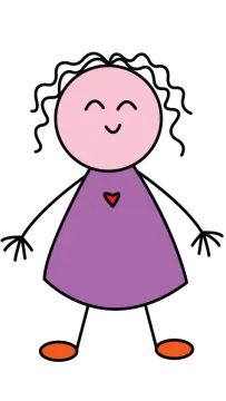 a drawing of a little girl with curly hair
