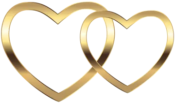 a pair of gold hearts
