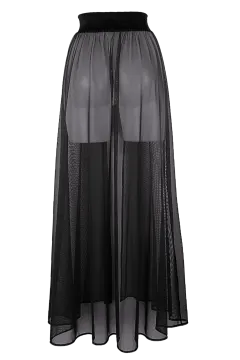 a woman wearing a black skirt