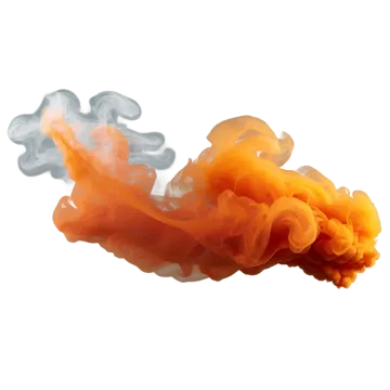 orange and white smoke on a white background
