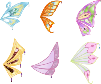 a set of four different colored butterflies