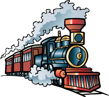 a cartoon train with smoke coming out of it