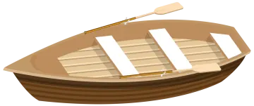 a wooden boat with two paddles on it