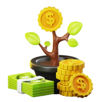 money tree with coins in a pot