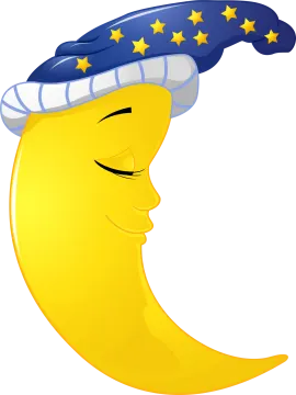 a smiling moon with stars on its head