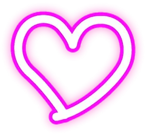 a neon heart on a white background