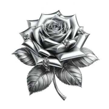 a drawing of a rose with leaves