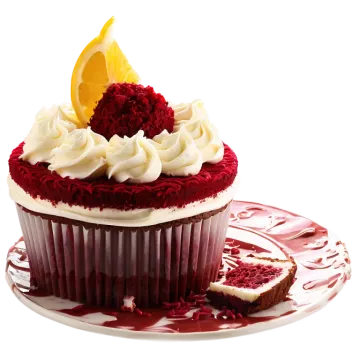 a cupcake with a slice of lemon on top