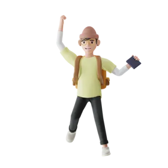 a cartoon figure of a man in a green shirt and black pants