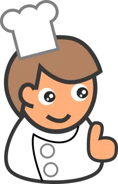 a cartoon chef with a thumbs up