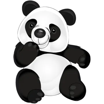 a black and white panda bear sitting on the ground