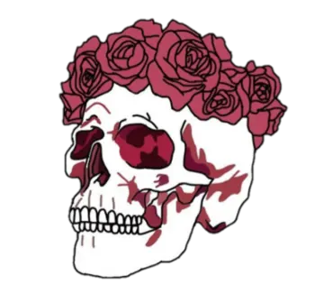 a skull with roses on its head