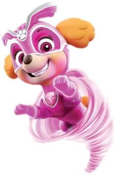 a cartoon character in pink running with a white background